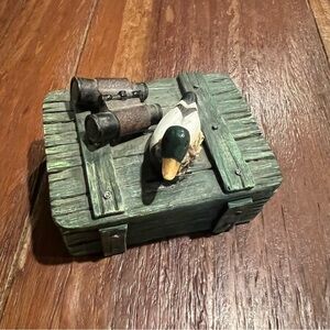 Duck & Binocular Hunting Trinket Box Hand Painted